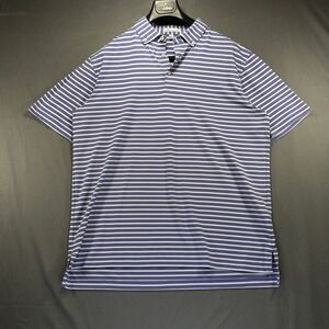Peter Millar Mens Large Striped Performance Polo Shirt Short Sleeve Golf Casual